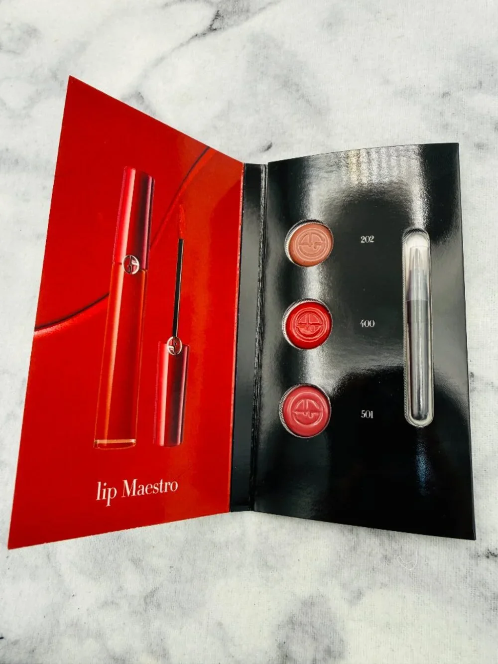 Giorgio Armani Beauty Gift Set-Lip Maestro Intense Velvet Color 3 Shades-2pc-NEW